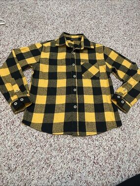 Kids Yellow & Black Buffalo Plaid Button-Up Shirt